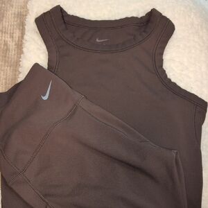 Nike Women's Dark Brown Tank Top And Biker Shorts Size Small
